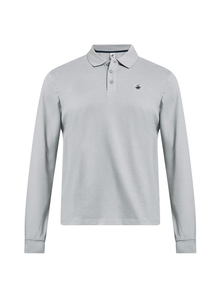 Beverly Hills Polo Club UK-POLO PONY LS POLO SHIRT STEEL GREY