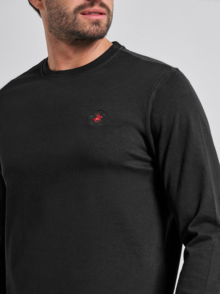 Beverly Hills Polo Club UK-POLO PONY LS T-SHIRT BLACK