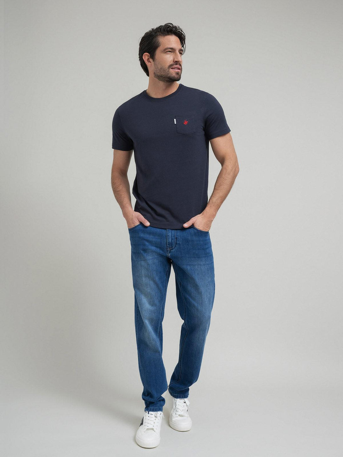 Beverly Hills Polo Club UK-POLO PONY POCKET T-SHIRT NAVY