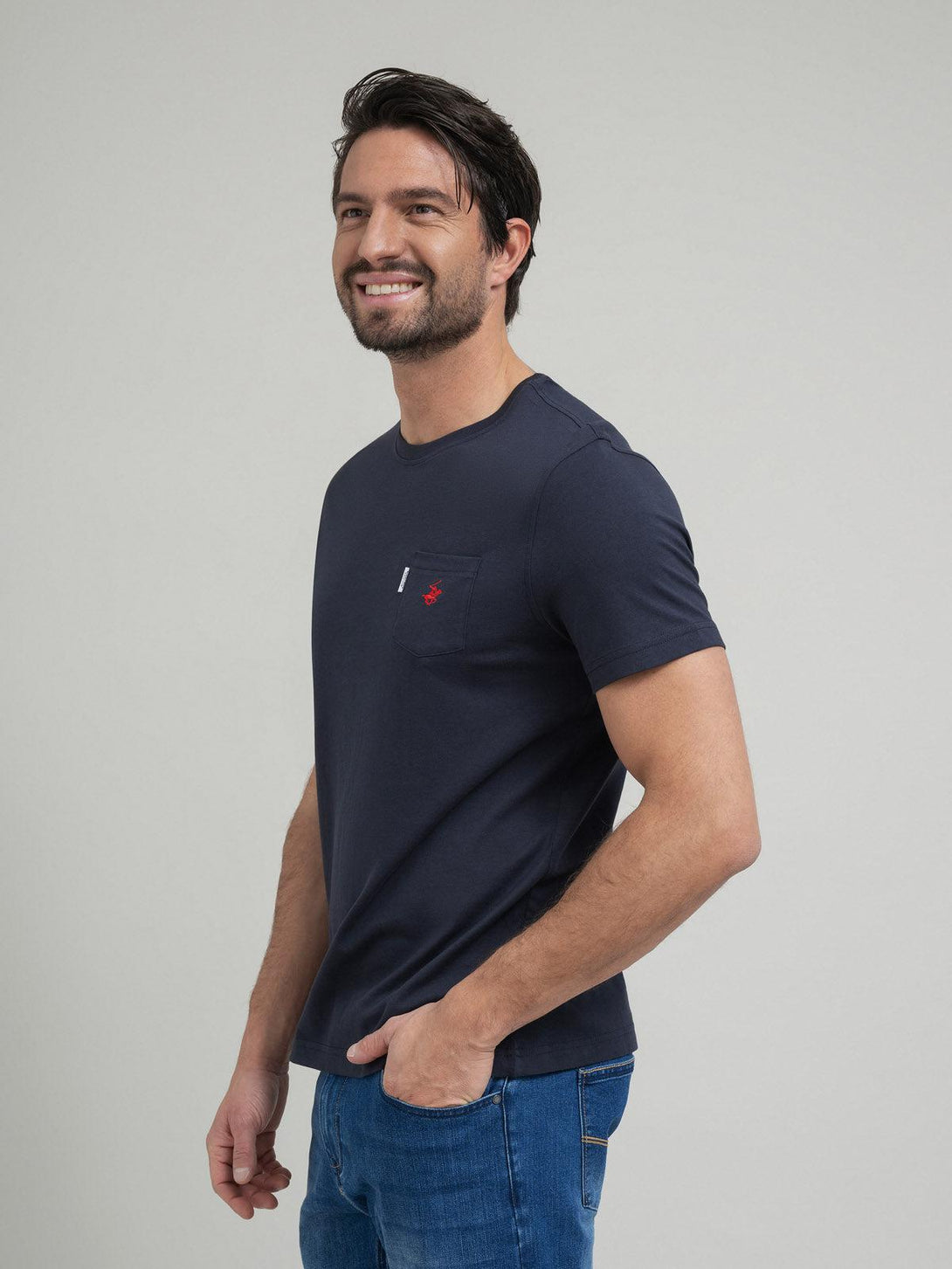 Beverly Hills Polo Club UK-POLO PONY POCKET T-SHIRT NAVY