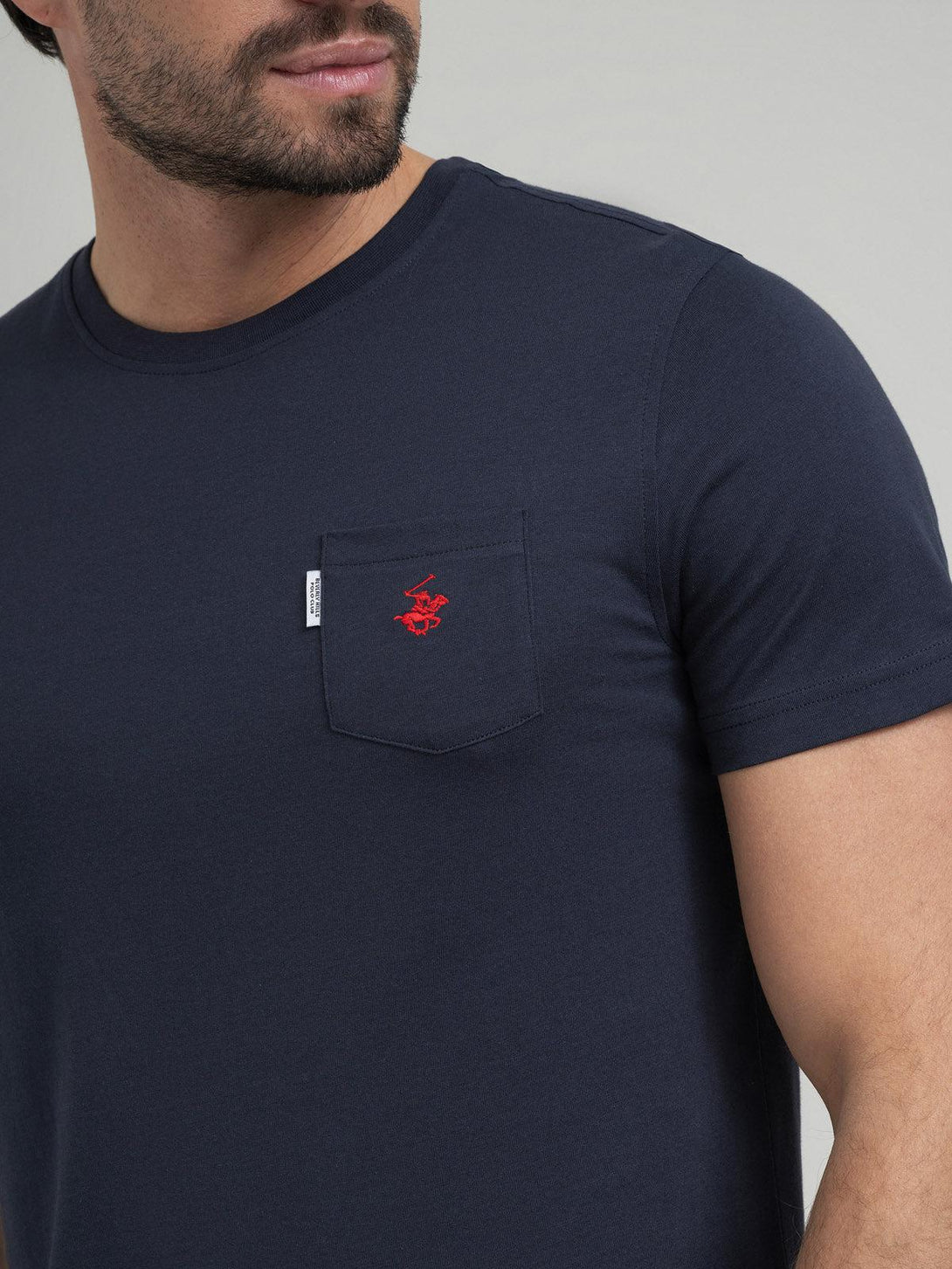 Beverly Hills Polo Club UK-POLO PONY POCKET T-SHIRT NAVY