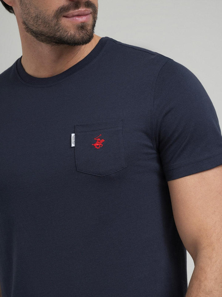 Beverly Hills Polo Club UK-POLO PONY POCKET T-SHIRT NAVY