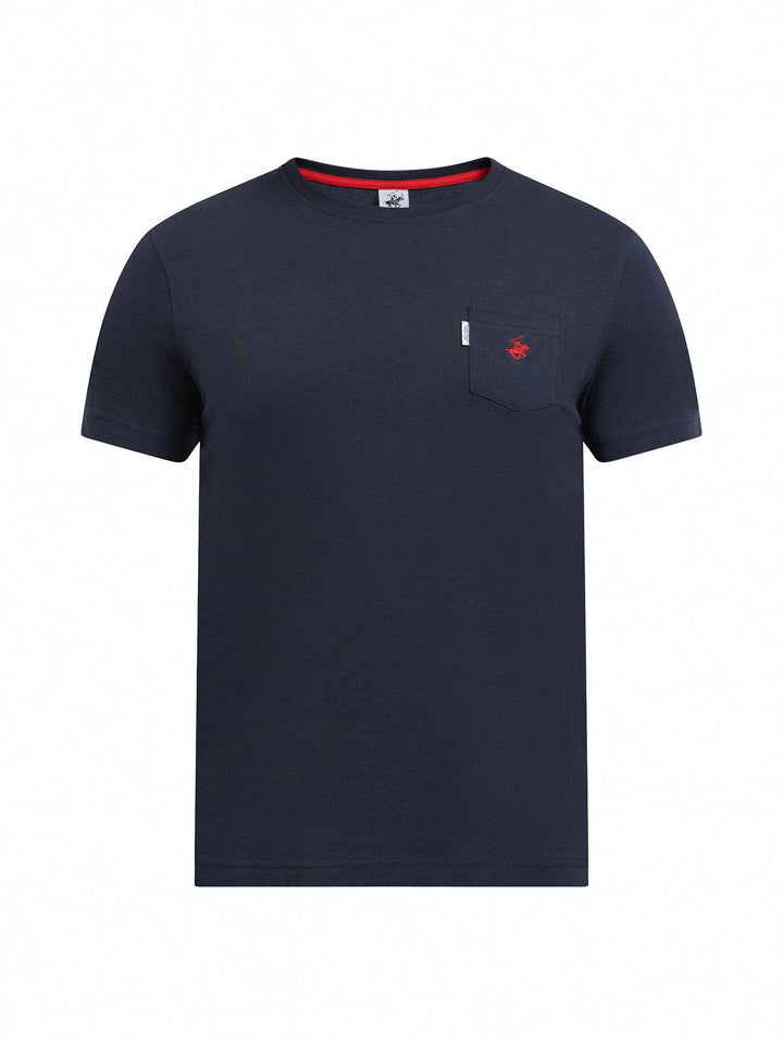 Beverly Hills Polo Club UK-POLO PONY POCKET T-SHIRT NAVY
