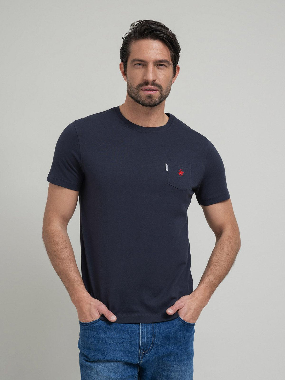 Beverly Hills Polo Club UK-POLO PONY POCKET T-SHIRT NAVY