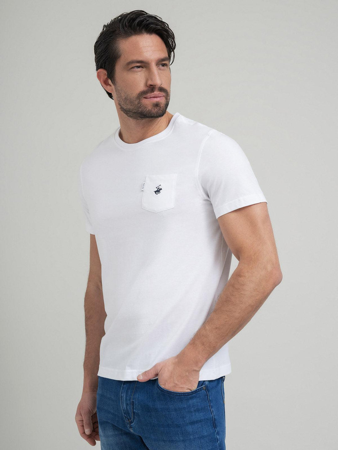 Beverly Hills Polo Club UK-POLO PONY POCKET T-SHIRT WHITE