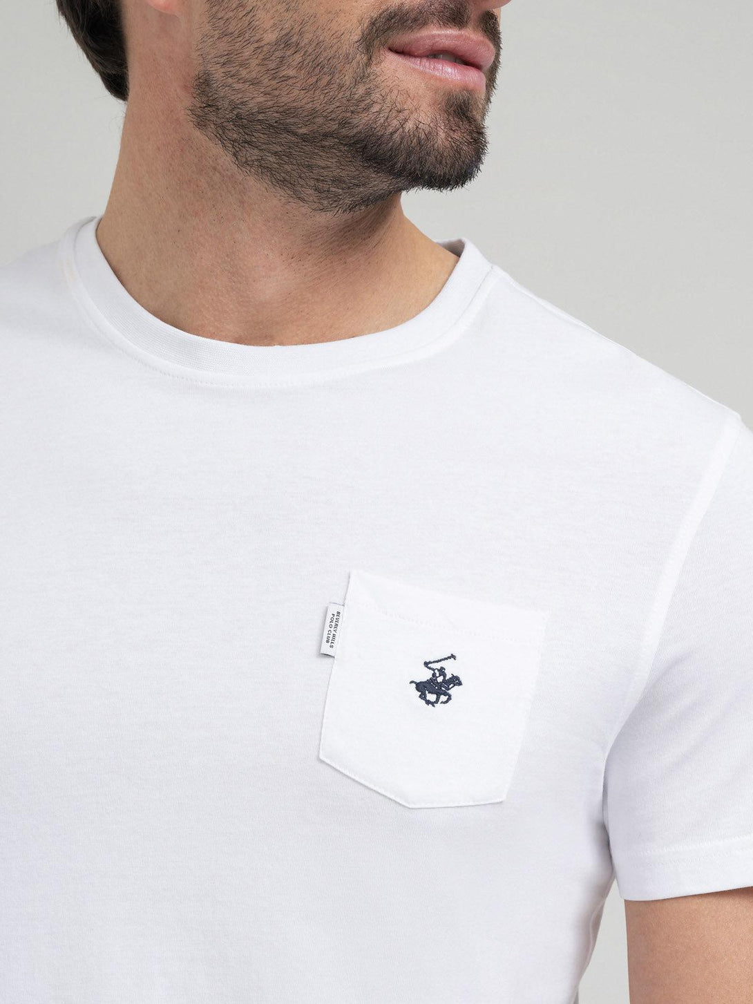 Beverly Hills Polo Club UK-POLO PONY POCKET T-SHIRT WHITE