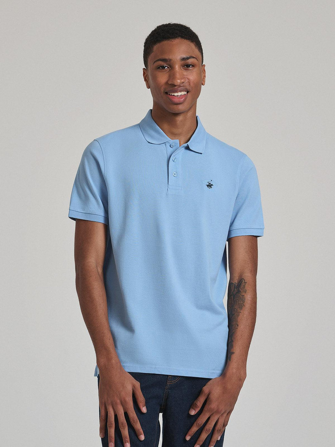 Beverly Hills Polo Club UK-POLO PONY POLO SHIRT BLUE SKY