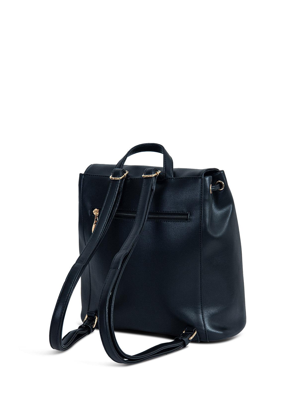 Black leather square backpack online