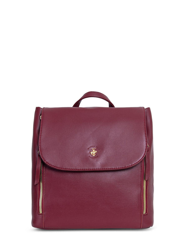 Beverly Hills Polo Club UK-POLO PONY SQUARE CUT BACKPACK BORDEAUX