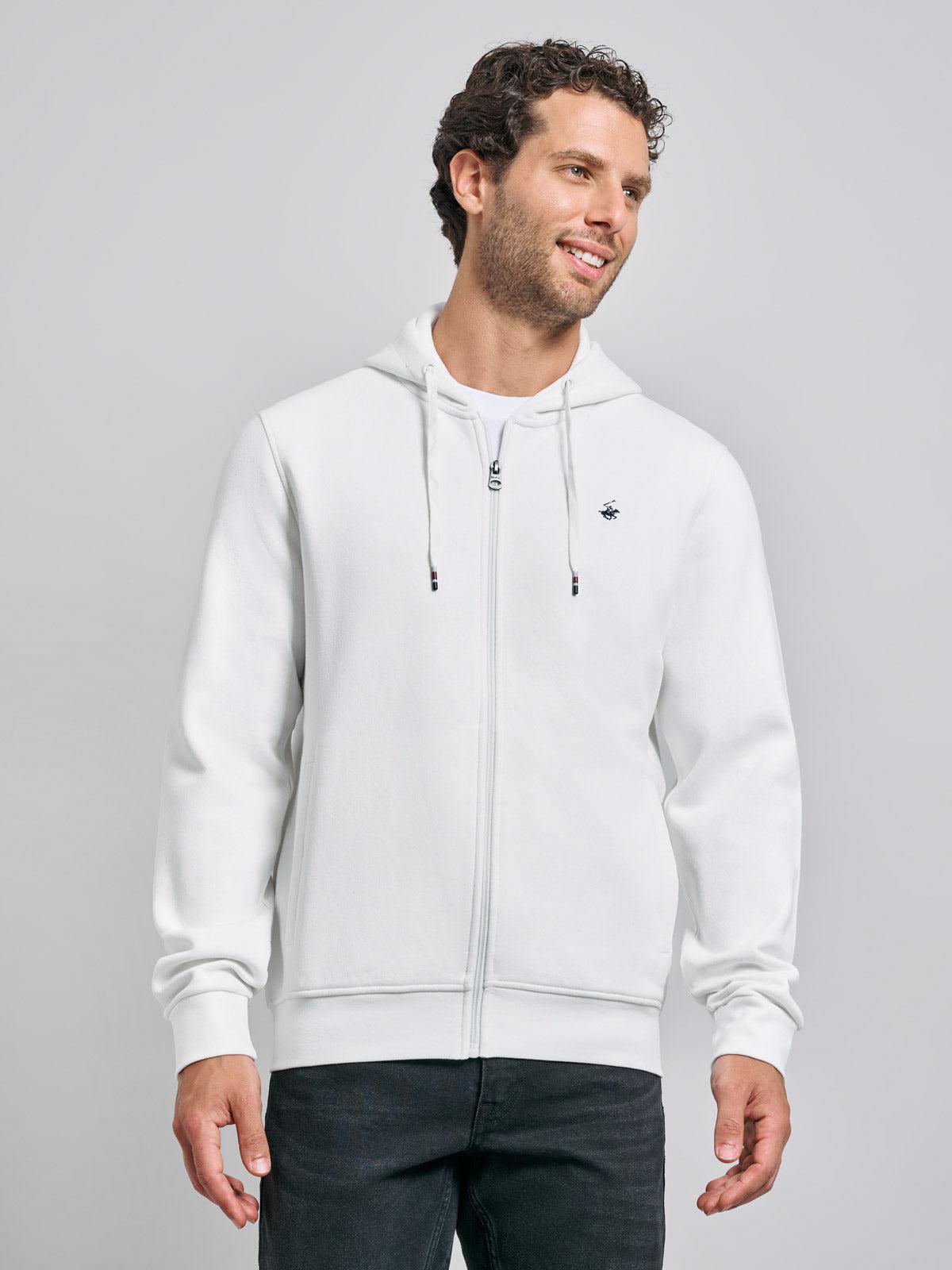 POLO PONY ZIP HOODIE WINTER WHITE BEVERLY HILLS POLO CLUB