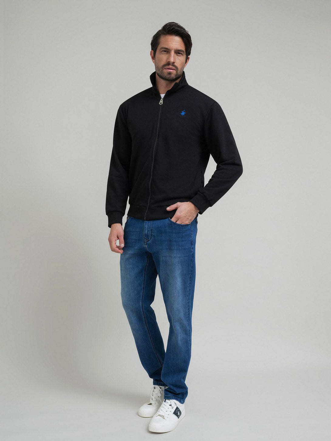 Beverly Hills Polo Club UK-POLO PONY ZIP SWEAT BLACK