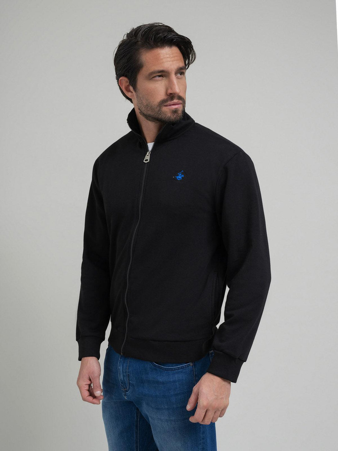 Beverly Hills Polo Club UK-POLO PONY ZIP SWEAT BLACK