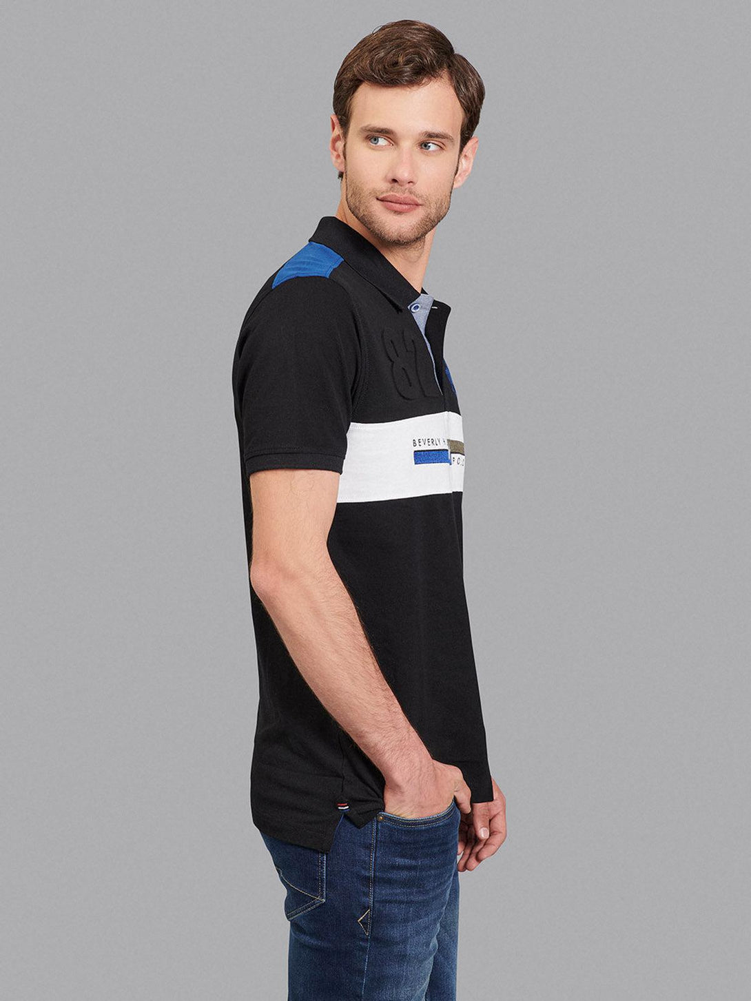 Beverly Hills Polo Club UK-POLO SPORT 82 CONTRAST POLO SHIRT BLACK