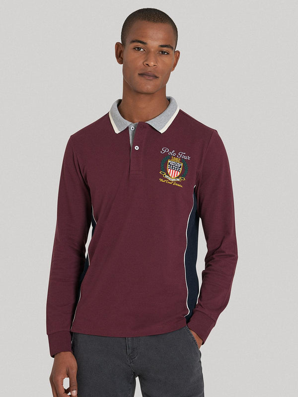 Beverly Hills Polo Club UK-POLO TOUR LS POLO SHIRT BORDEAUX