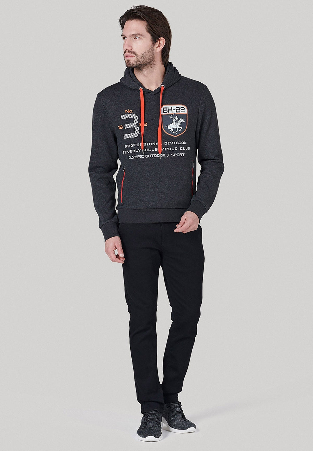 Beverly Hills Polo Club UK-PROFESSIONAL DIVISION HOODIE DARK GREY