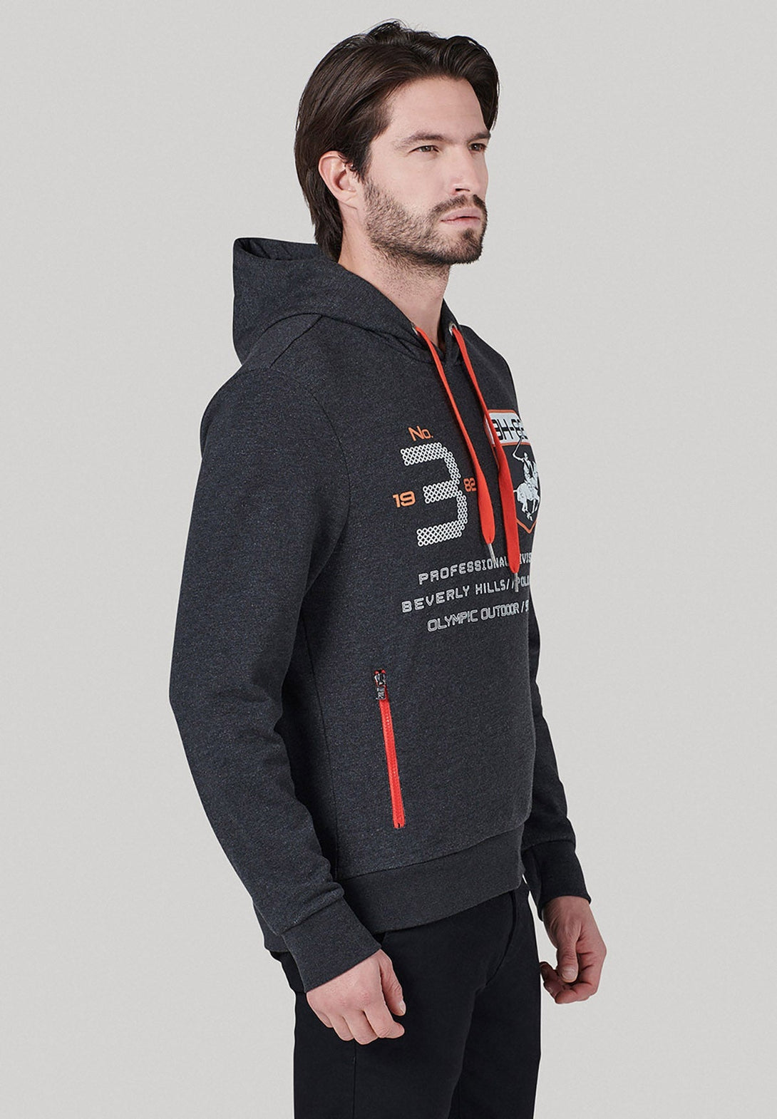 Beverly Hills Polo Club UK-PROFESSIONAL DIVISION HOODIE DARK GREY