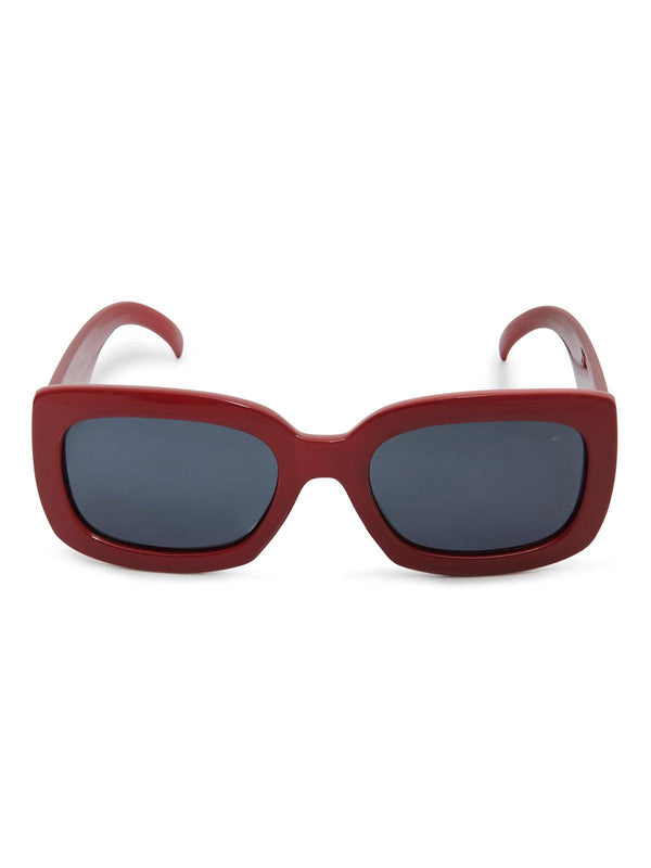 Beverly Hills Polo Club UK-RECTANGULAR WIDE FRAME POLARISED SUNGLASSES RED SOLID SMOKE