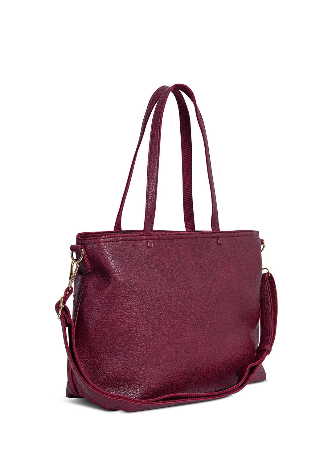 Beverly Hills Polo Club UK-REMOVABLE STRAP TOTE BAG BORDEAUX