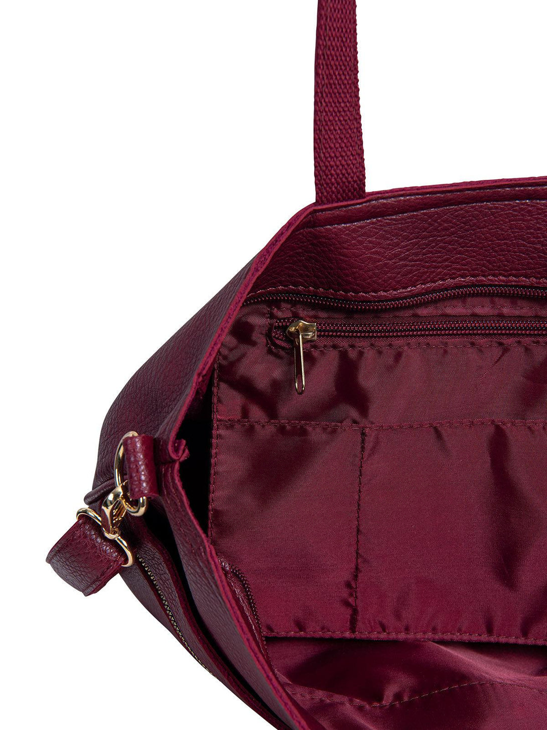 Beverly Hills Polo Club UK-REMOVABLE STRAP TOTE BAG BORDEAUX