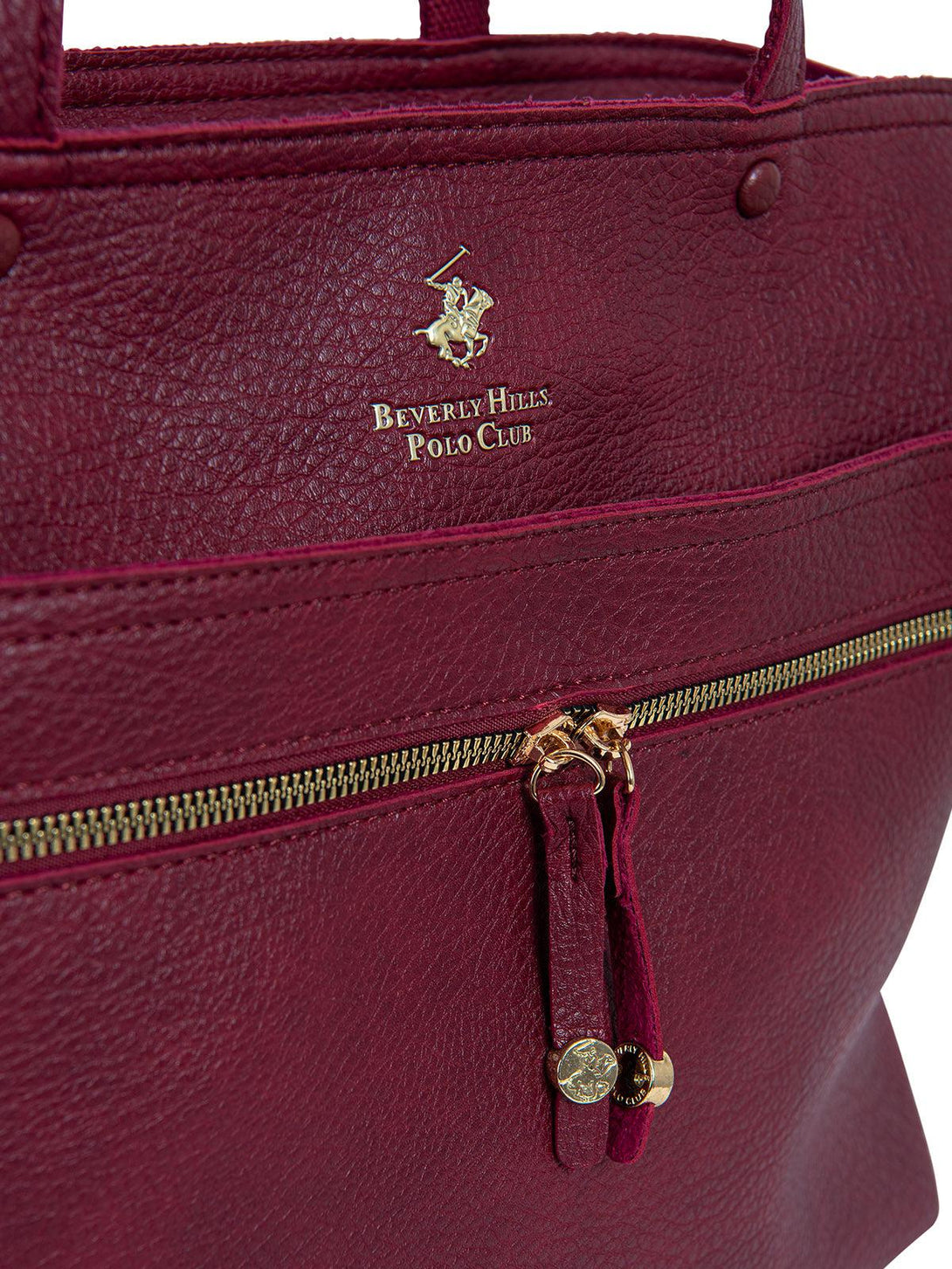 Beverly Hills Polo Club UK-REMOVABLE STRAP TOTE BAG BORDEAUX