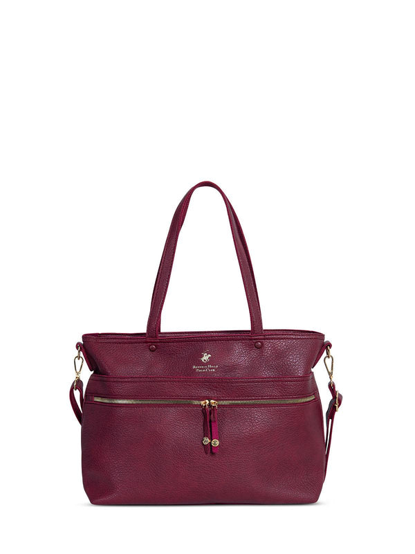 Beverly Hills Polo Club UK-REMOVABLE STRAP TOTE BAG BORDEAUX