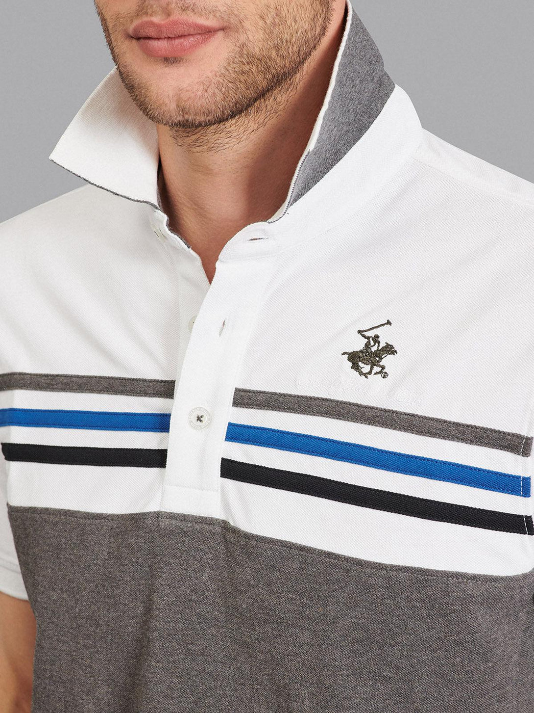 Beverly Hills Polo Club UK-RETRO PANEL POLO SHIRT WHITE