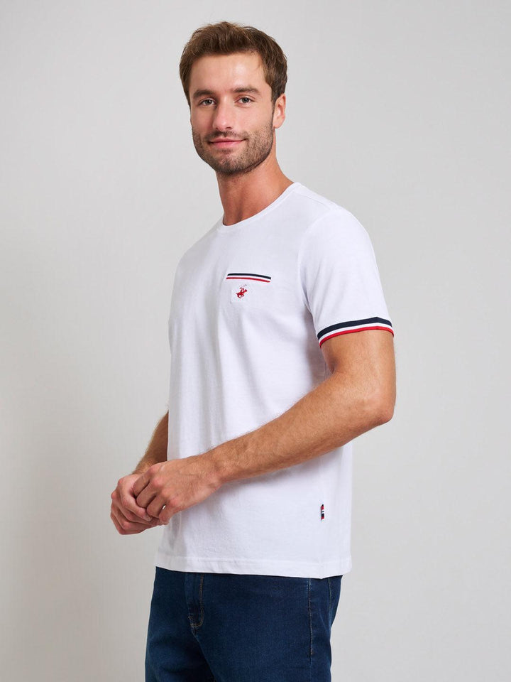 Beverly Hills Polo Club UK-RIBBED FALSE POCKET MODERN SLIM FIT T-SHIRT GHOST WHITE