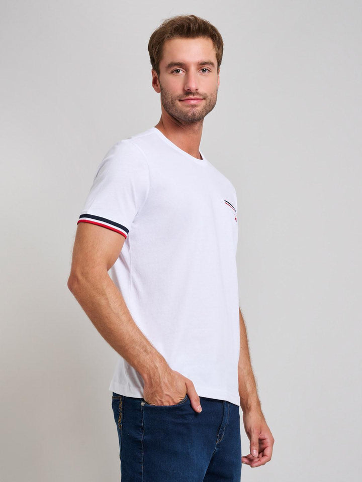 Beverly Hills Polo Club UK-RIBBED FALSE POCKET MODERN SLIM FIT T-SHIRT GHOST WHITE
