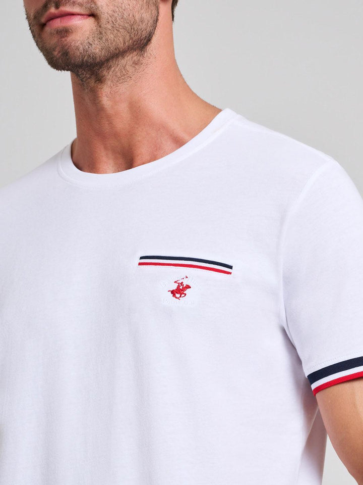 Beverly Hills Polo Club UK-RIBBED FALSE POCKET MODERN SLIM FIT T-SHIRT GHOST WHITE