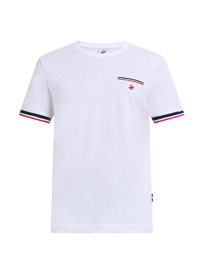 Beverly Hills Polo Club UK-RIBBED FALSE POCKET MODERN SLIM FIT T-SHIRT GHOST WHITE