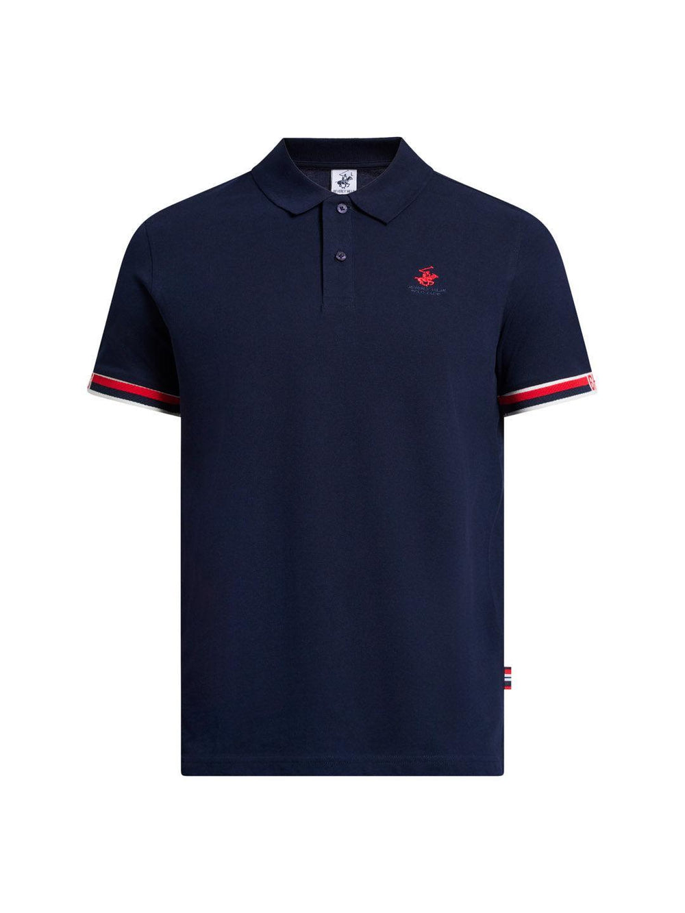 Beverly Hills Polo Club UK-RIBBED SLEEVE MODERN SLIM FIT POLO SHIRT DARK NAVY