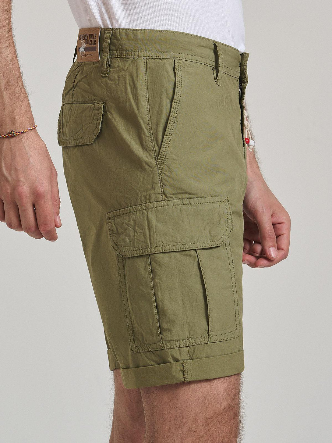 Beverly Hills Polo Club UK-ROPE DETAIL CARGO SHORTS ARMY GREEN