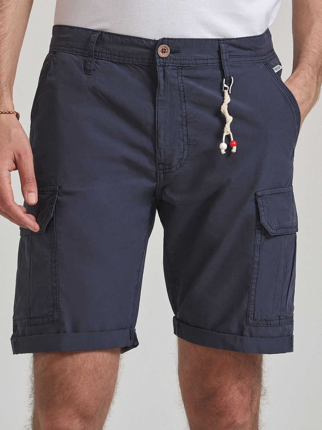 Beverly Hills Polo Club UK-ROPE DETAIL CARGO SHORTS WASHED BLACK