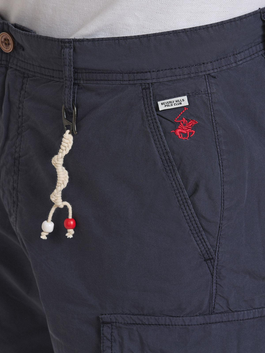 Beverly Hills Polo Club UK-ROPE DETAIL CARGO SHORTS WASHED BLACK