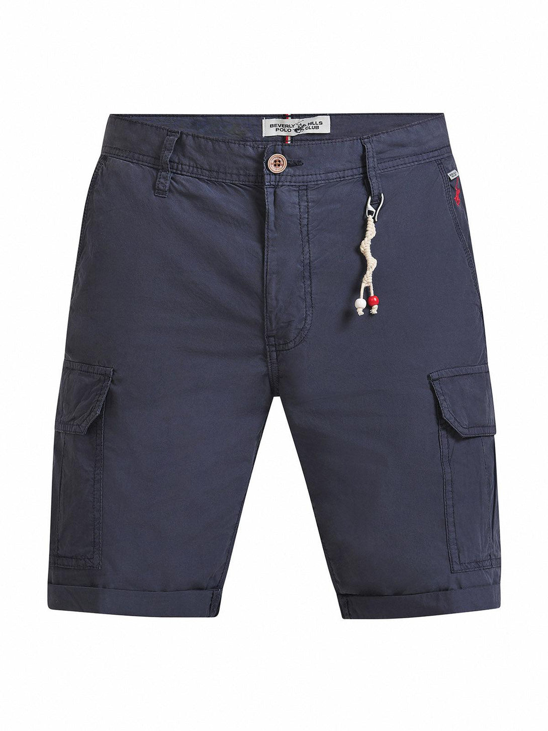 Beverly Hills Polo Club UK-ROPE DETAIL CARGO SHORTS WASHED BLACK