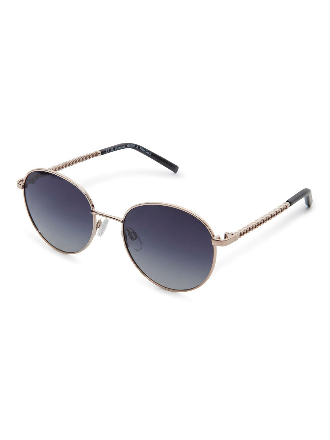 Beverly Hills Polo Club UK-ROUNDED CHAINLINK POLARISED SUNGLASSES GOLD GRADIENT GREY