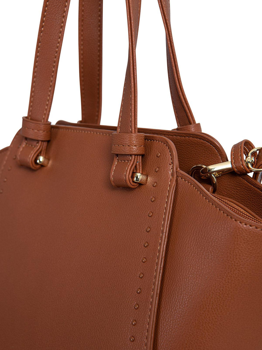 Beverly Hills Polo Club UK-SATCHEL SEAM TOTE BAG BROWN