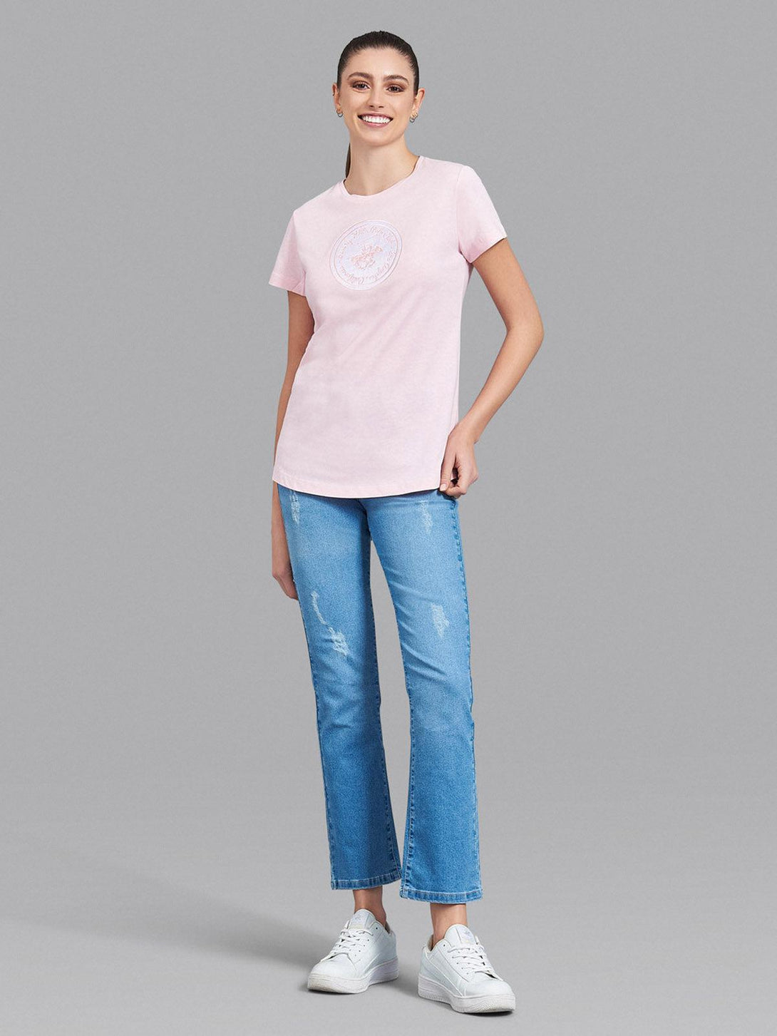 Beverly Hills Polo Club UK-SCRIPT CREST PATCH T-SHIRT PINK