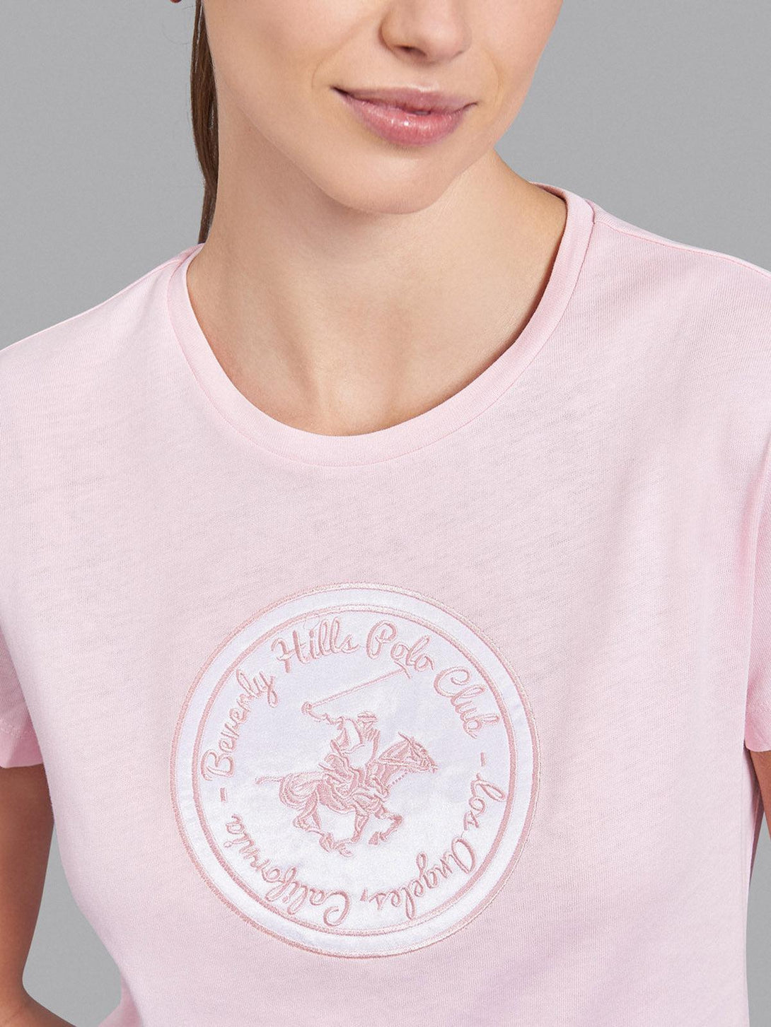 Beverly Hills Polo Club UK-SCRIPT CREST PATCH T-SHIRT PINK