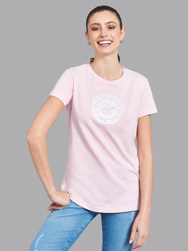 Beverly Hills Polo Club UK-SCRIPT CREST PATCH T-SHIRT PINK