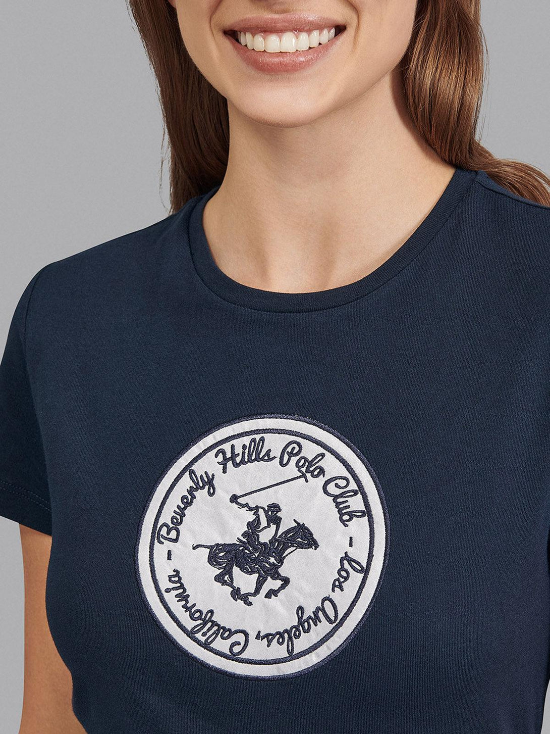 Beverly Hills Polo Club UK-SCRIPT CREST PATCH T-SHIRT TRUE NAVY