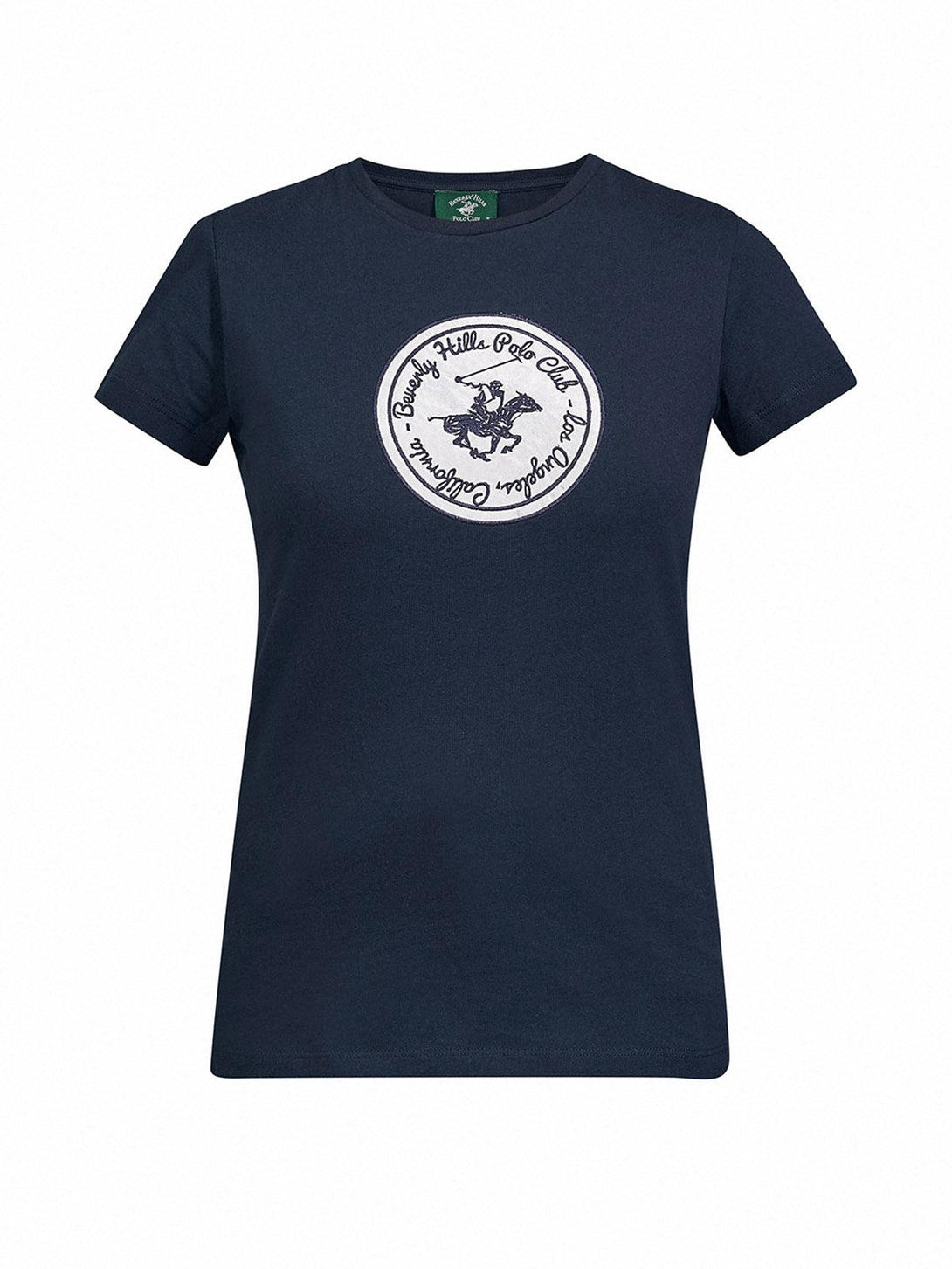 Beverly Hills Polo Club UK-SCRIPT CREST PATCH T-SHIRT TRUE NAVY