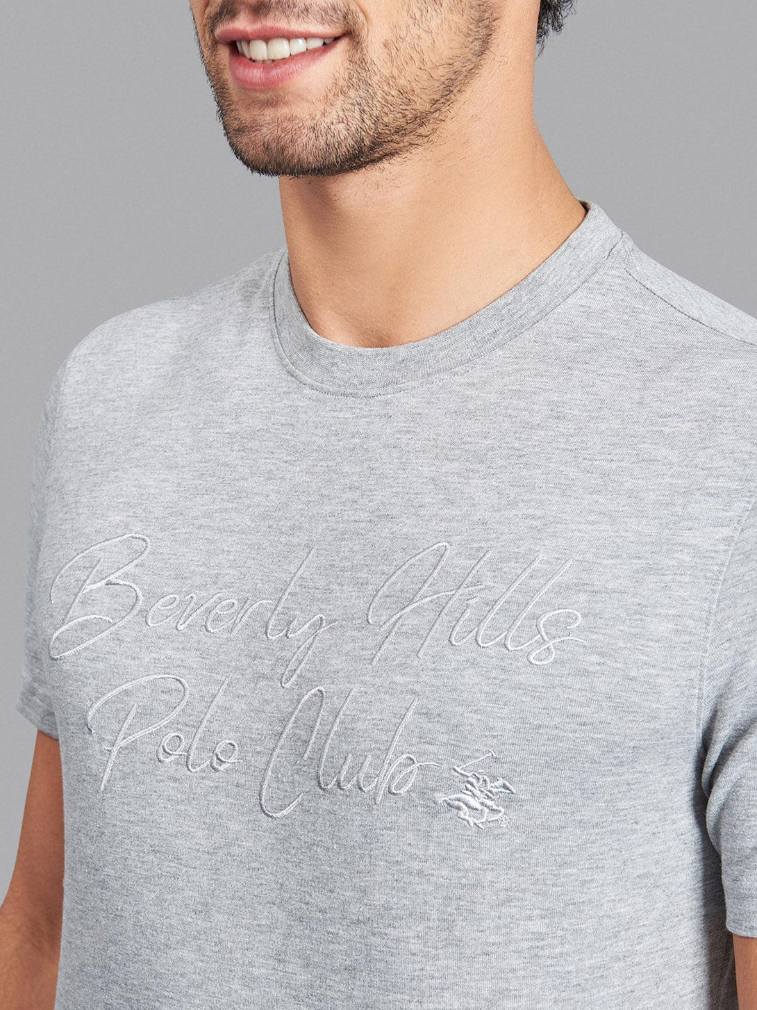 Beverly Hills Polo Club UK-SCRIPT SIGNATURE T-SHIRT HEATHER GREY