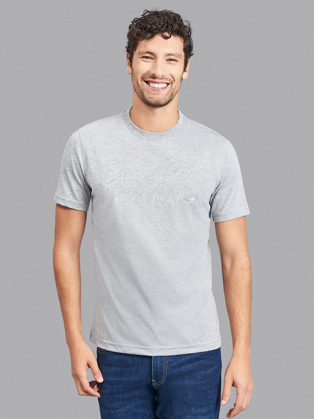 Beverly Hills Polo Club UK-SCRIPT SIGNATURE T-SHIRT HEATHER GREY