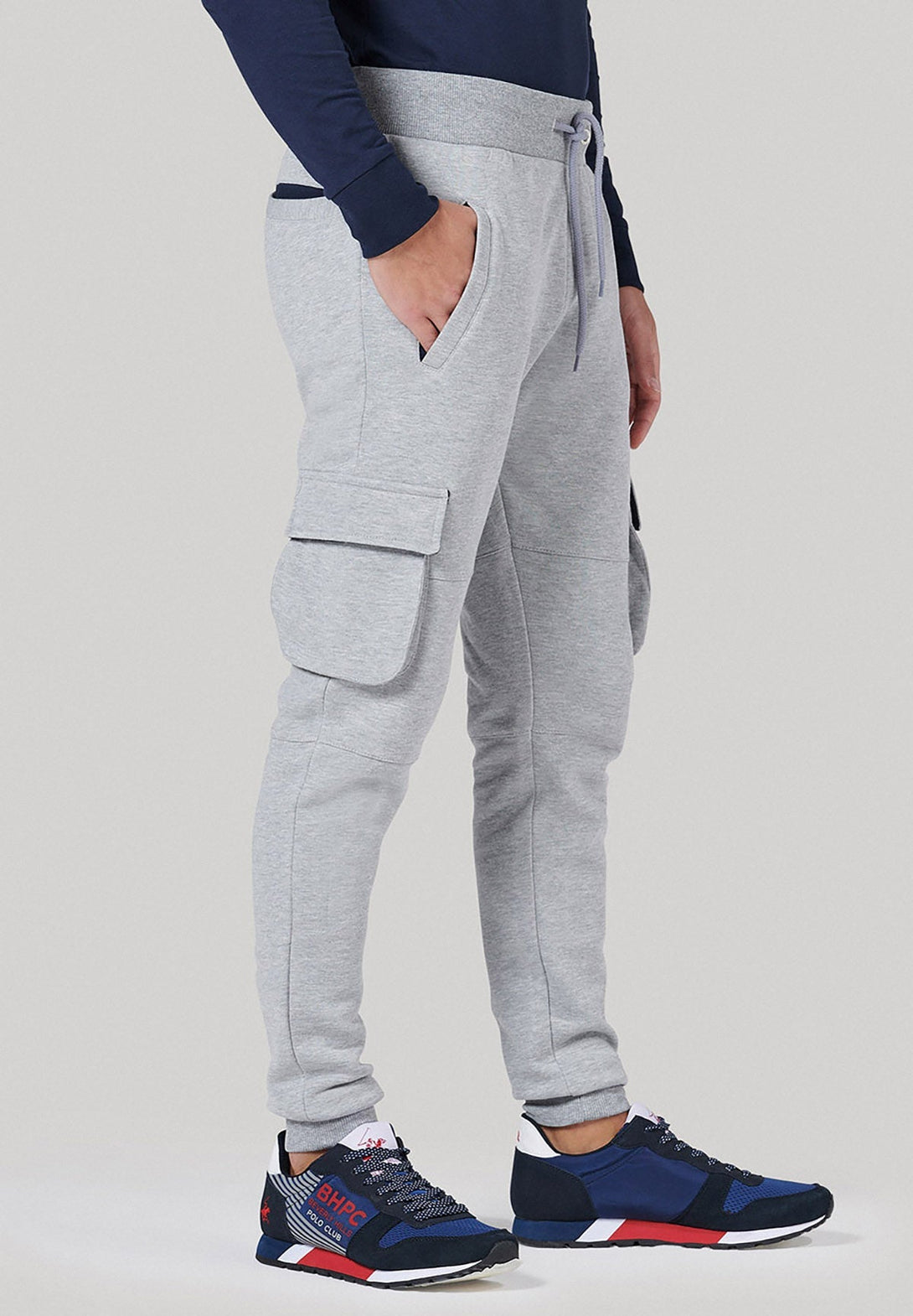 Beverly Hills Polo Club UK-SEAMED COMBAT POCKET JOGGERS GREY MELANGE