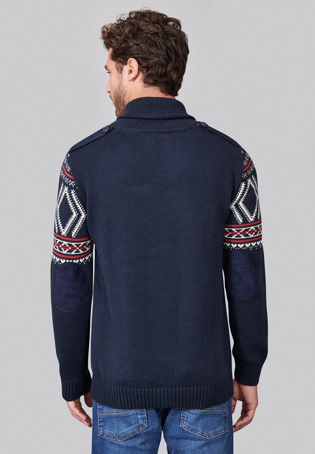 Beverly Hills Polo Club UK-SHIELD PATCH MOCK NECK SWEATER TRUE NAVY