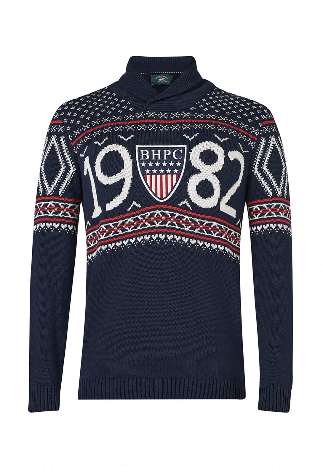 Beverly Hills Polo Club UK-SHIELD PATCH MOCK NECK SWEATER TRUE NAVY