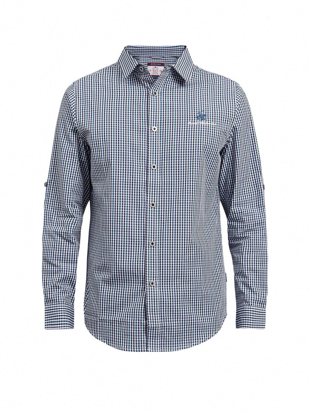 Beverly Hills Polo Club UK-SIGNATURE CASUAL CHECK SHIRT EMERALD MULTI