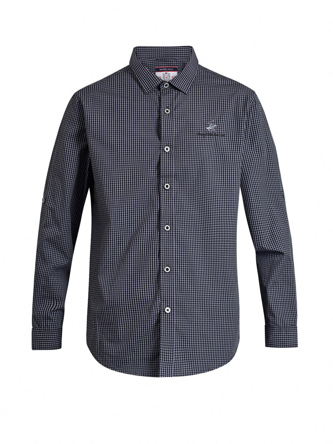 Beverly Hills Polo Club UK-SIGNATURE FORMAL CHECK SHIRT BLACK