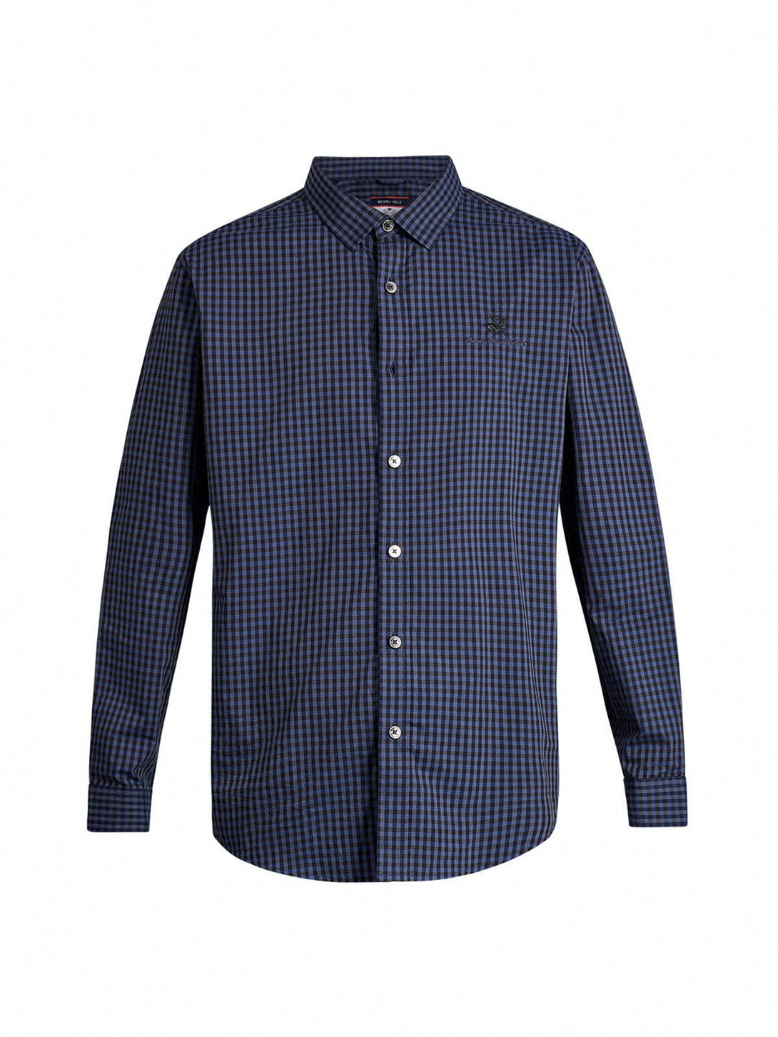 Beverly Hills Polo Club UK-SIGNATURE FORMAL CHECK SHIRT BLACK BLUE